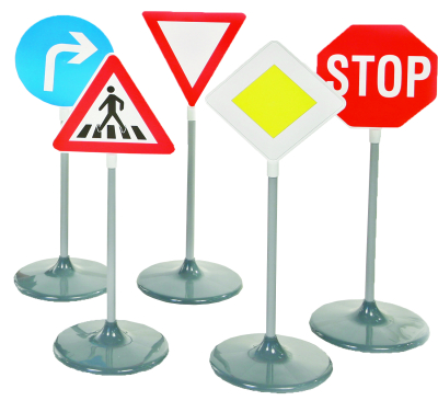 Verkehrsschilder-Set A, 5 teilig aus Kunststoff
