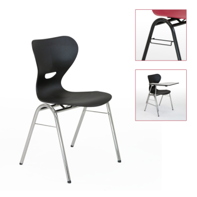 Seminarstuhl, Objektstuhl Sidi mit Sinus-Sitzschale Kunststoff, Vierbein, Sponeta