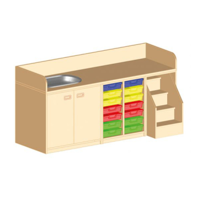 Wickelkombination 3-teilig aus Badewannenschrank, Kunststoffschüben und Treppe