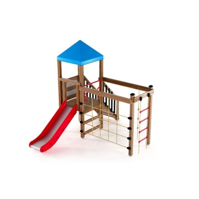 Spielturm Logo mit Kletternetz für Spielplatz und Kindergarten