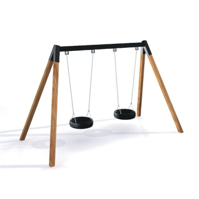 Reifenschaukel Doppelschaukel Holz für Spielplatz und Kindergarten