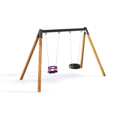 Babyschaukel und Reifenschaukel Holz für den Spielplatz