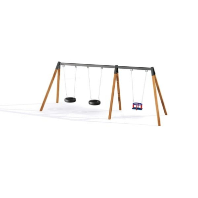 Reifenschaukel zweifach und Babyschaukel Holz für den Spielplatz