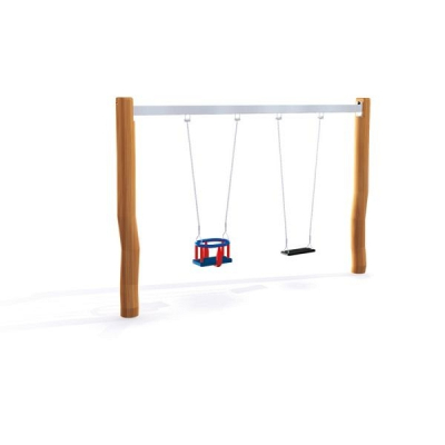 Babyschaukel und Brettschaukel Holz natur für den Spielplatz
