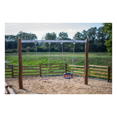 Babyschaukel und Brettschaukel Holz natur für den Spielplatz