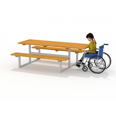 Tisch mit Bänke für den Spielplatz