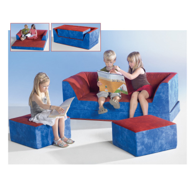Kinderklappcouch, Klappsofa mit Hockern für Kindergarten und Kita