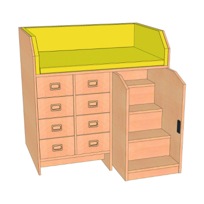Wickelkommode mit Treppe und 8 Schubläden inkl. Kunstlederauflage