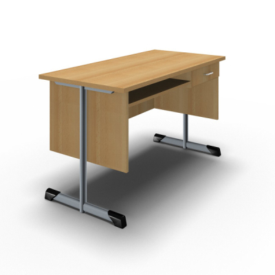 Lehrerschreibtisch Basic, 130 x 65 cm, Rundrohr-Gestell, Modell B