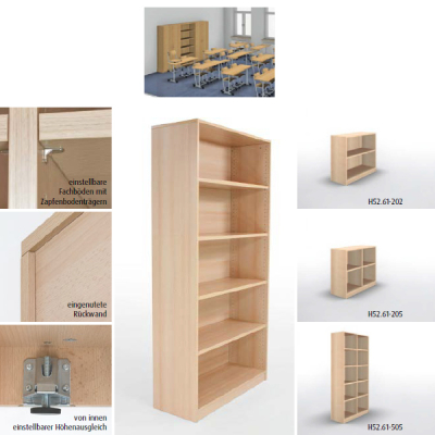 Klassenzimmer Regal in verschiedenen Größen, mit verstellbaren Böden, Sponeta