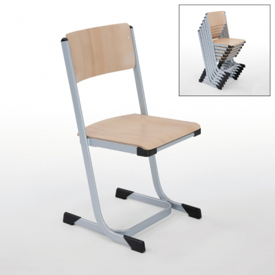 Schülerstuhl, Kufenstuhl Basic gerade, geschlossener Sitzträger, stapelbar