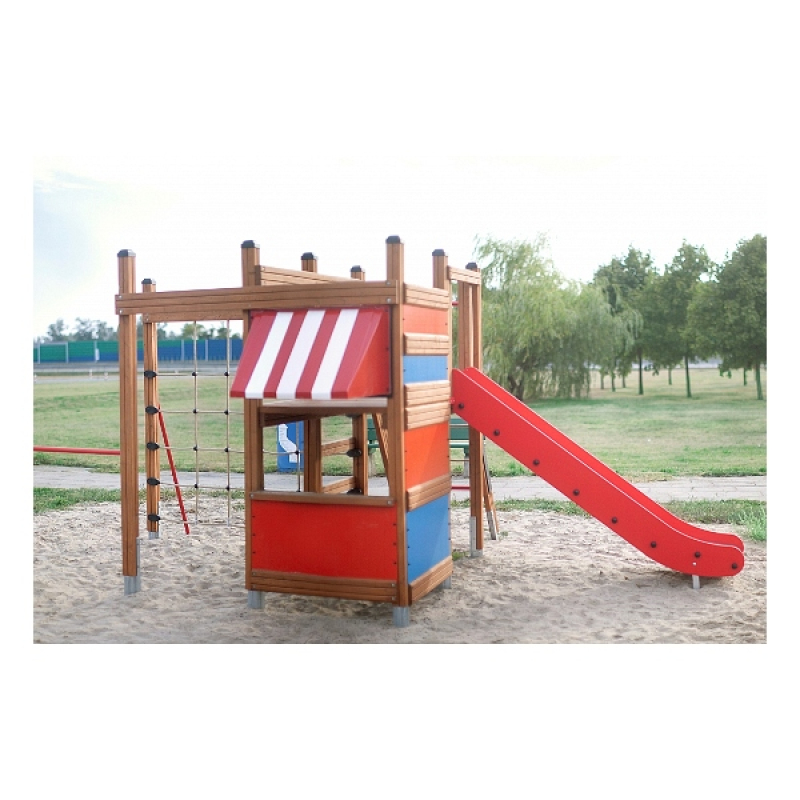 Spielkombination Kramladen mit Rutsche für Spielplatz und Kindergarten