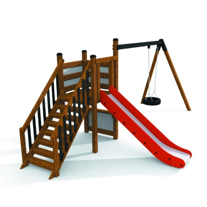 Spielkombination Rutsche mit Reifenschaukel für den Spielplatz