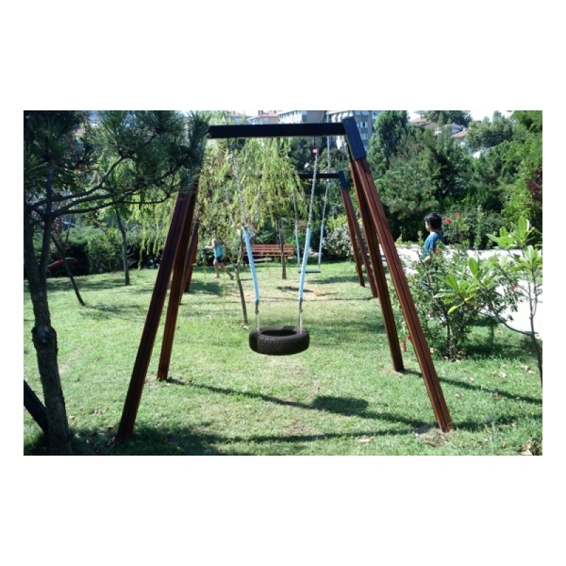 Reifenschaukel Holz für Spielplatz und Kindergarten