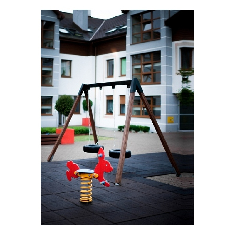 Reifenschaukel Doppelschaukel Holz für Spielplatz und Kindergarten