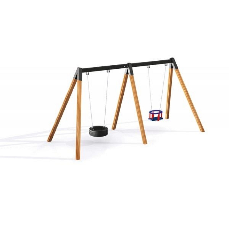 Babyschaukel und Reifenschaukel getrennt Holz für den Spielplatz