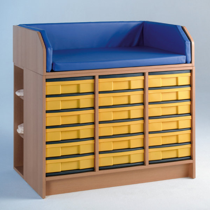 Wickelkommode m.Kunststoffschüben,beidseitig Regalen,Kindergarten
