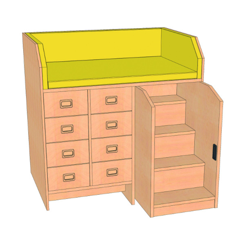 Wickelkommode mit Treppe und 8 Schubläden inkl. Kunstlederauflage