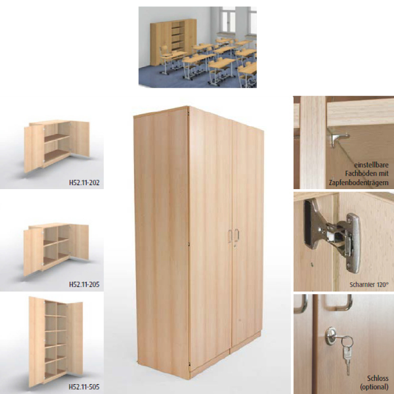 Klassenzimmer Schrank in verschiedenen Größen, mit verstellbaren Böden, Sponeta