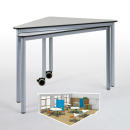 Dreiecktisch, Stapeltisch für Schule, optional mit Rolle, Stahlrohrgestell