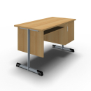 Lehrerschreibtisch Basic, 130 x 65 cm, Rundrohr-Gestell, Modell F